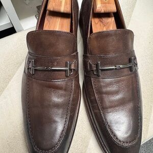 Bruno Magli Dark Brown Leather Slip-Ons